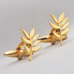 Fashionable Stainless Steel Cufflinks in the Shape of Llant Olive Branches, Suitable for Men's Clothing, as a gift for Boyfriend