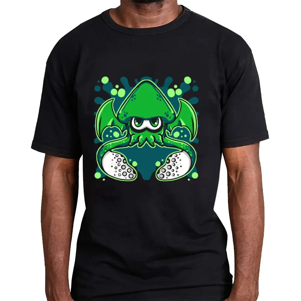 

Green Squid Cthulhu Graphic Tee Men Casual Cotton Short Sleeve T-Shirt Breathable