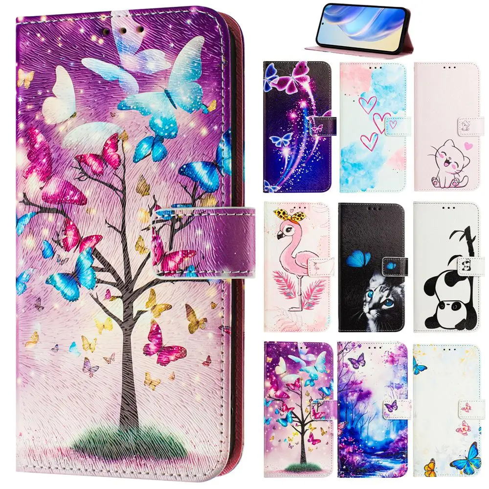 Cartoon Flip Case for Funda TCL 50 LE 505 501 403 40 XL 30 SE 30T 405 40R 20R 306 305 STYLUS 5G Cases Leather Wallet Phone Cover