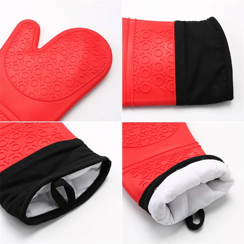 1pc Insulated Oven Gloves Silicone Heat-proof Gloves Oven Mitts Microwave Oven Baking Tools Household Kitchen Bar Bakeware