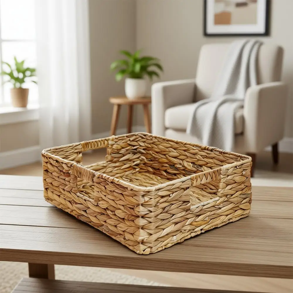 

13 Wicker Storage Basket, Square, Handled, 13L x 10.6W x 4.5H
