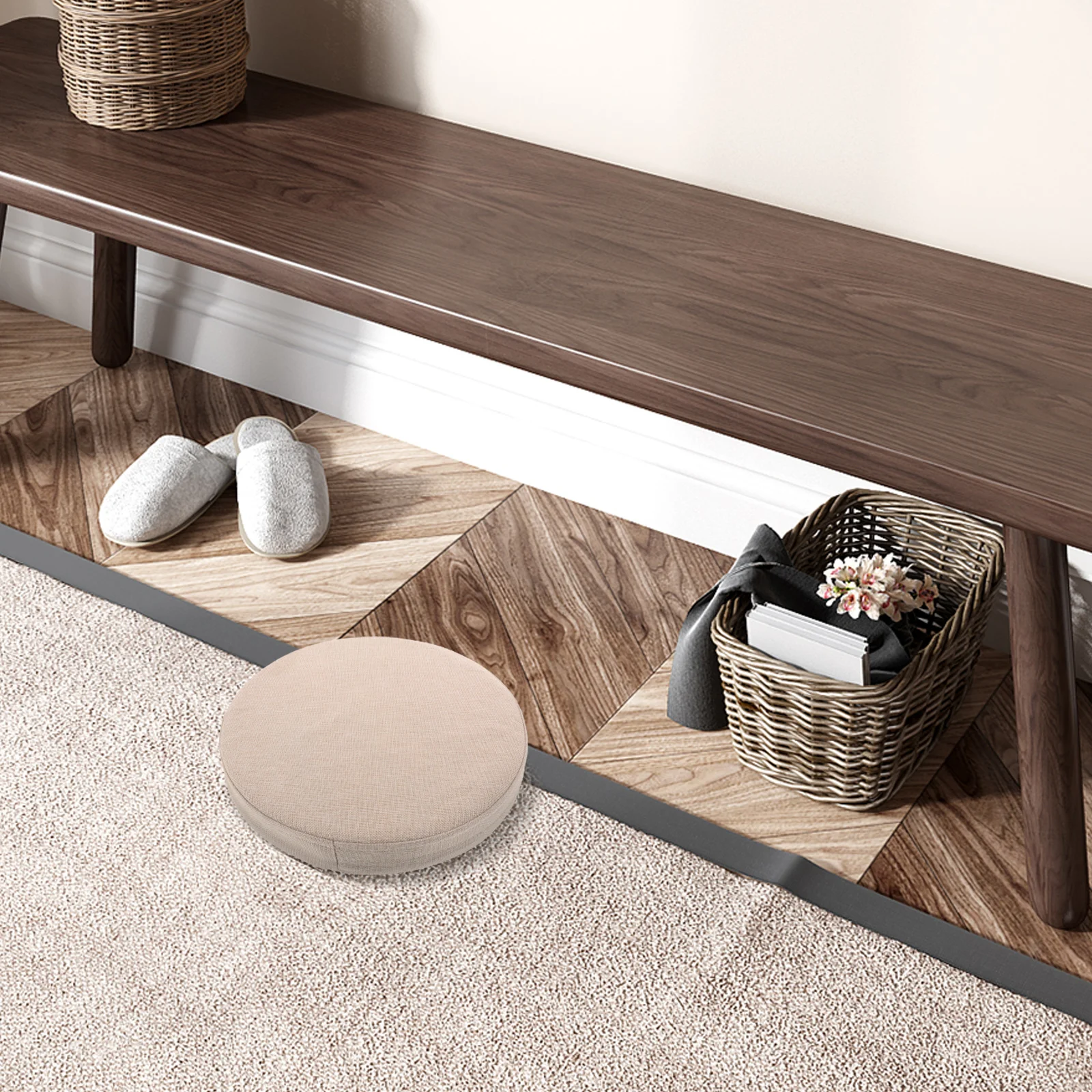 

Round Linen Chair Cushion 18 Inch Foam Filled Seat Pad for Wicker Dining Chairs Meditation Mats Home Decor Comfortable Support