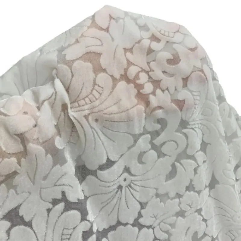 

1Meter Leaf Velvet Burnout Fabric Burnout Flannel Lace Velour Nigeria George Fabrics for DIY Sewing Clothing African Dresses