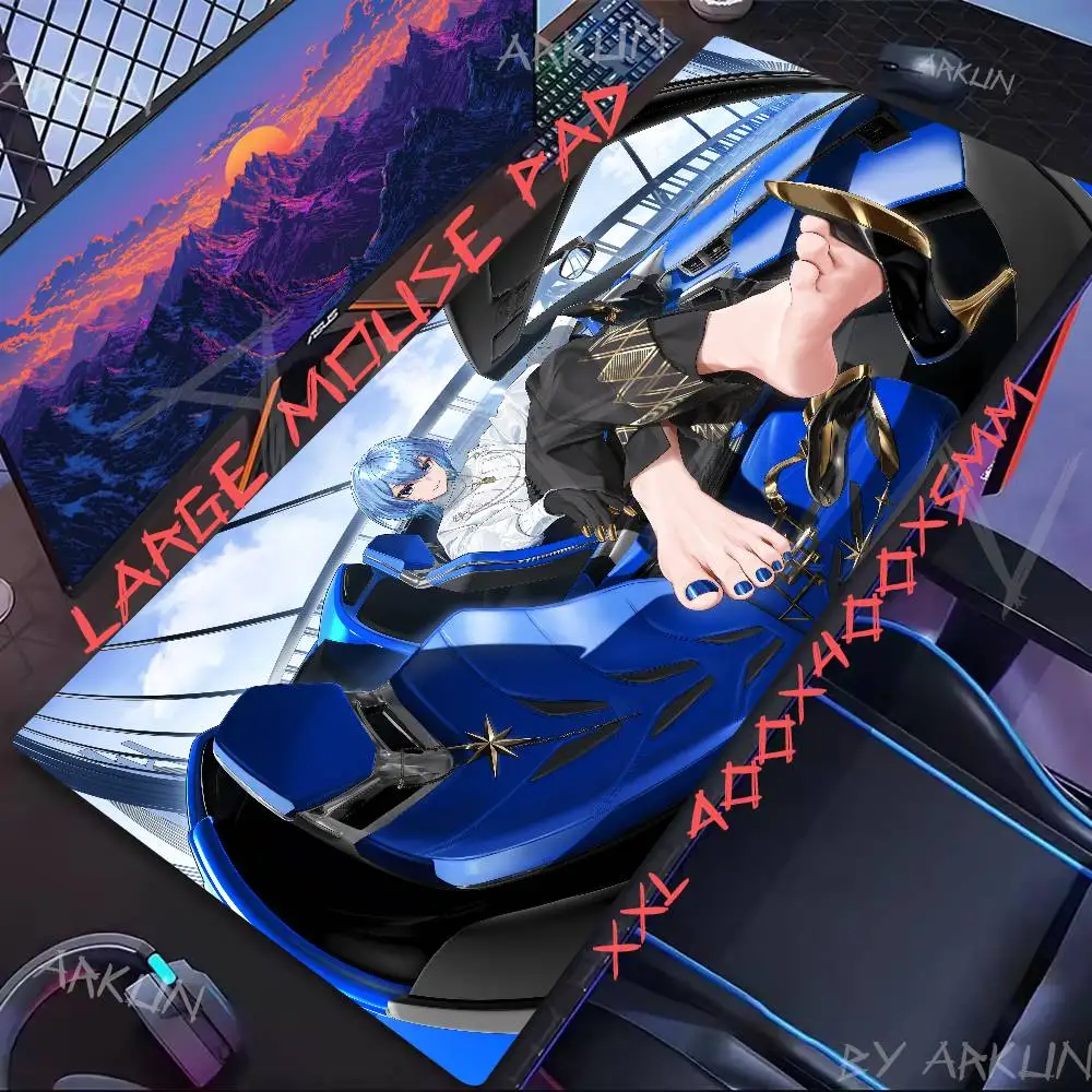 

Popular Hololive Kawaii Hot Girl Suisei Hoshimachi Gaming Mouse Pad Gamer Computer Accessories Keyboard Company Laptop Desk Mat