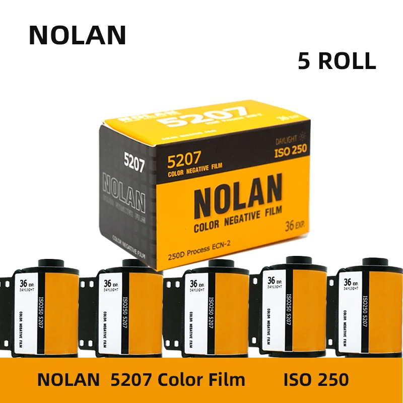 5 Roll Nolan 5207 250D 135 Color Film Roll Negative Film ECN2 Processing Iso 250 36EXP/Roll