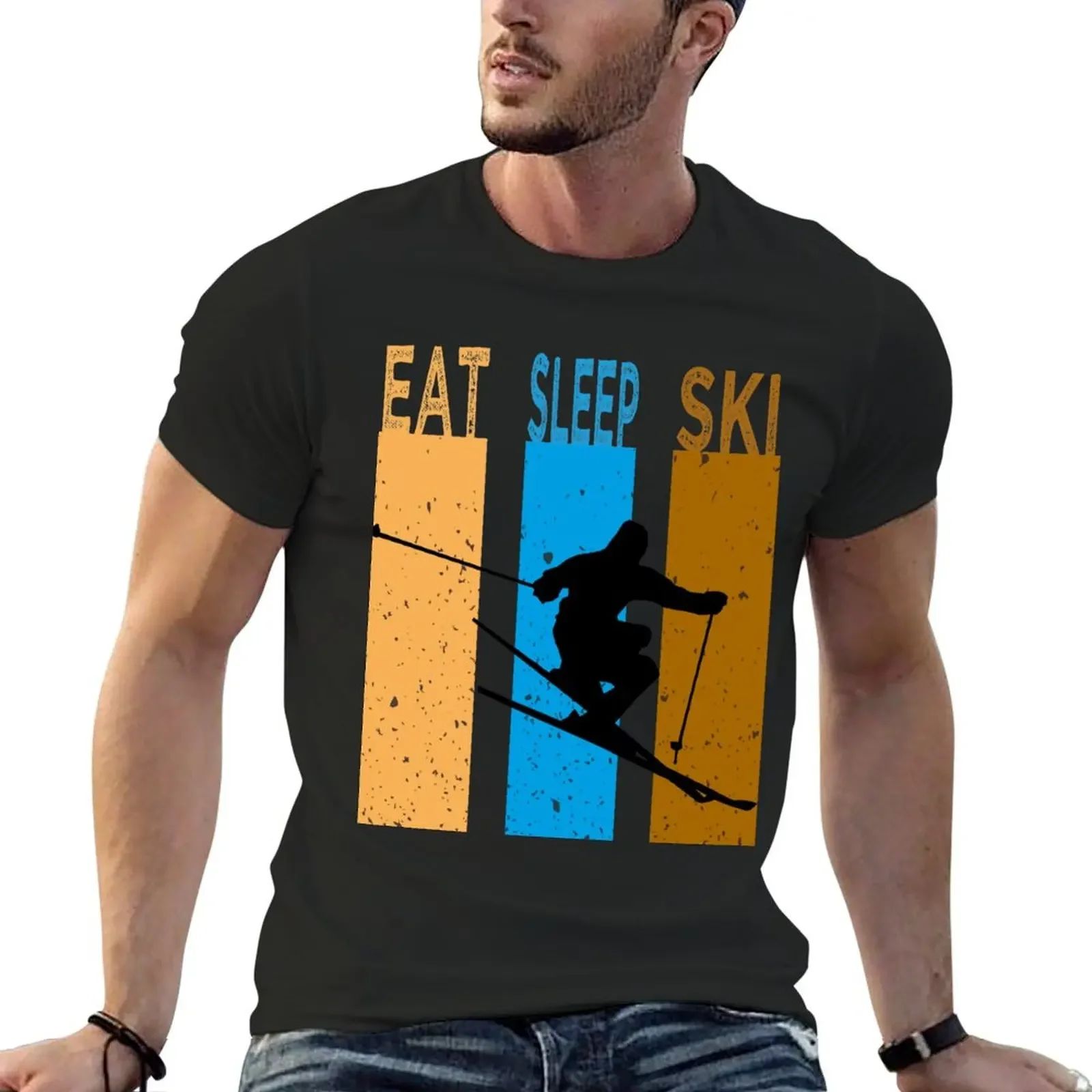 

Crossed ski Essential, Eat Sleep Ski T-Shirt for a boy shirts graphic tees cotton graphic tees compression shirt men