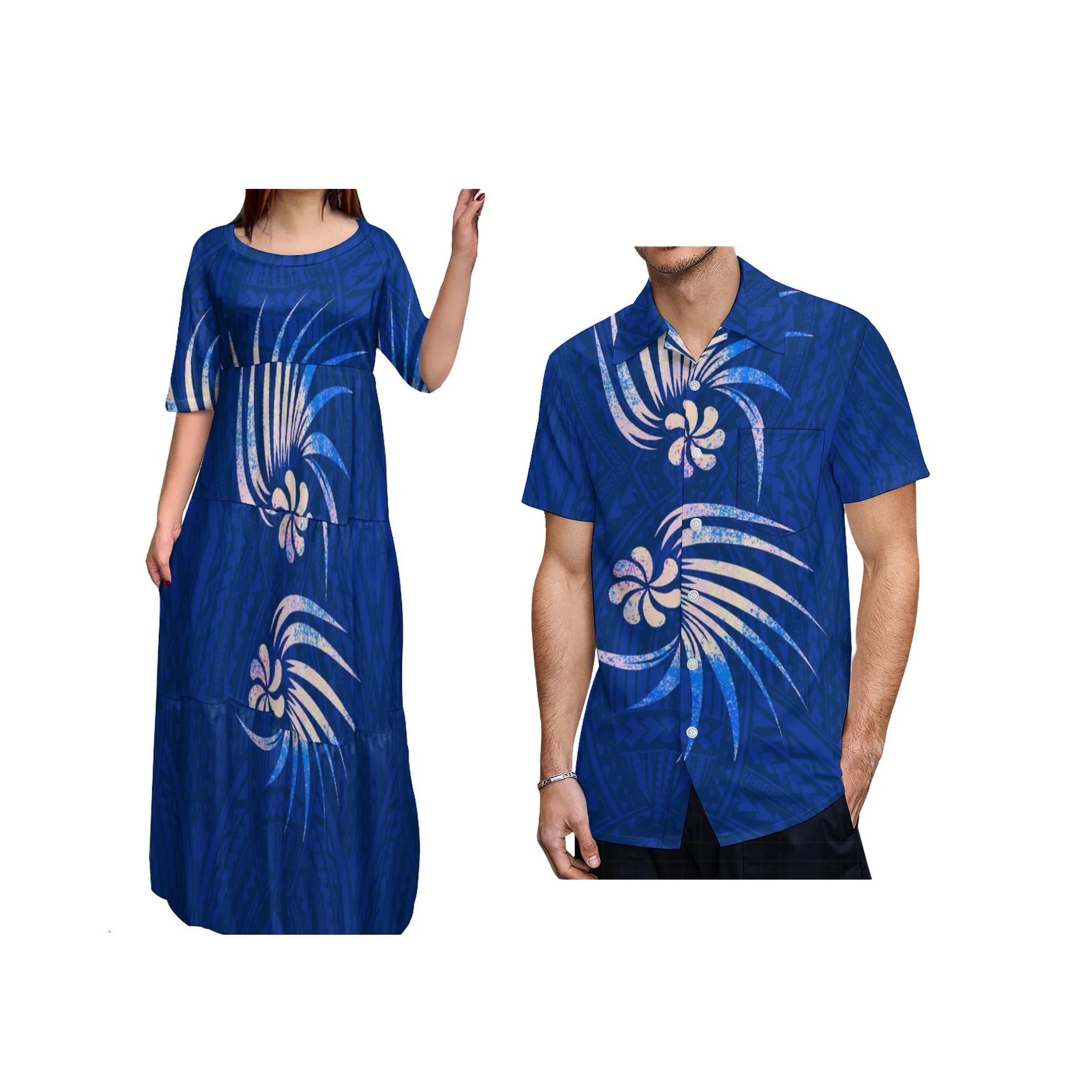 2025 polinésia padrão personalizado em torno do pescoço em camadas vestido havaí estilo retro três camadas bolo saia para festa