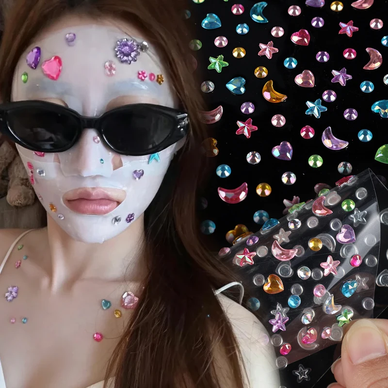Bedazzling Glitter Face Stickers Rhinestones Eyes Face Diamonds Bright Decals Festival Party Makeup Jewels Derocation Stickers
