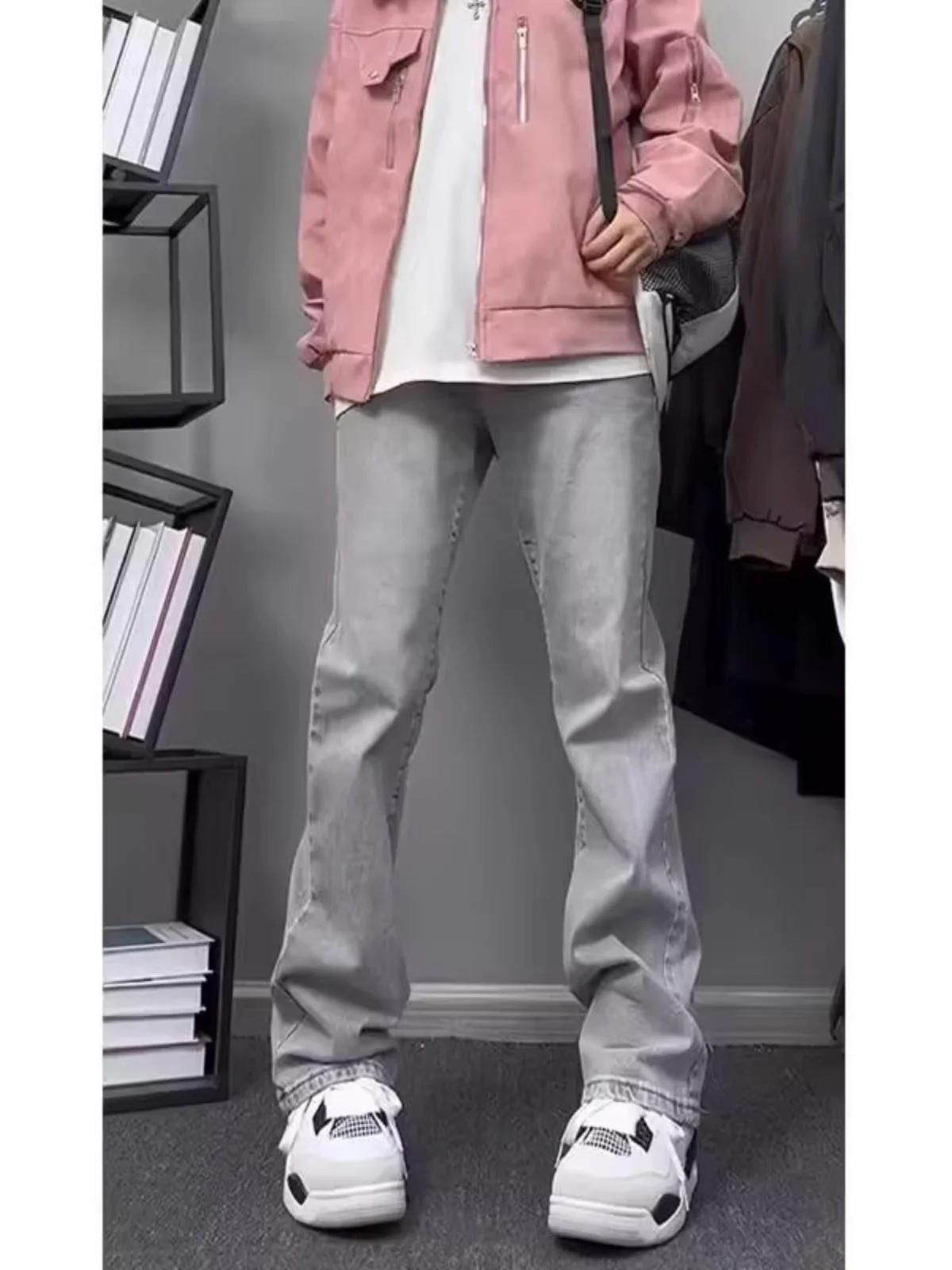 

Мужские джинсы Ey Cement: свободные, прямые, длинные брюки в американском уличном стиле, повседневные, молодежные, модные, зимняя коллекция