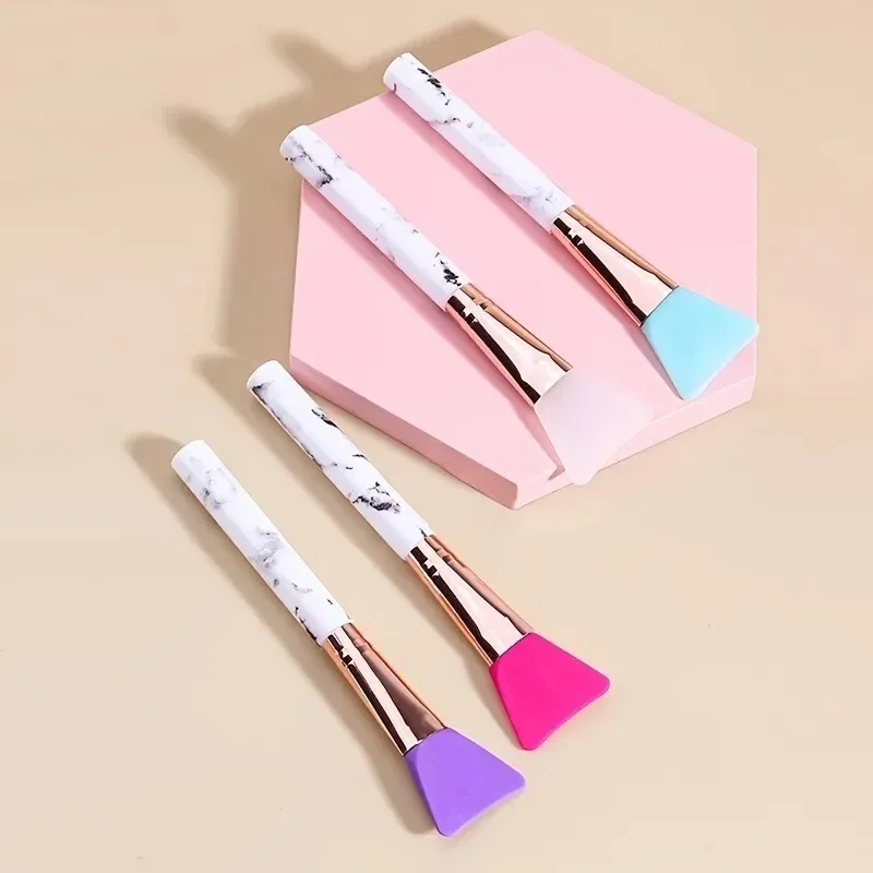 Mud Mask Applicator Brush Silicone Face Mask Tool with Spatula & Mixing Stick Marble Design Beauty Kit for Clay Mask Salon Spa