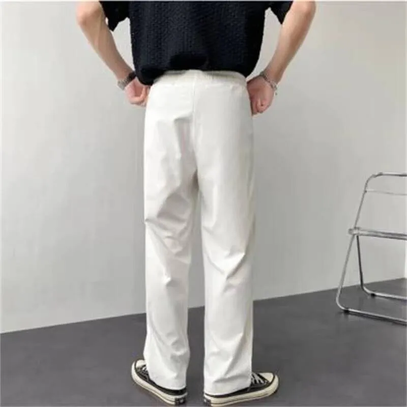 

New Korean Autumn Pants Spring Men Straight And Fashion Youth Casual All-Match Simple Pure Color Neutral Loose Large Pants