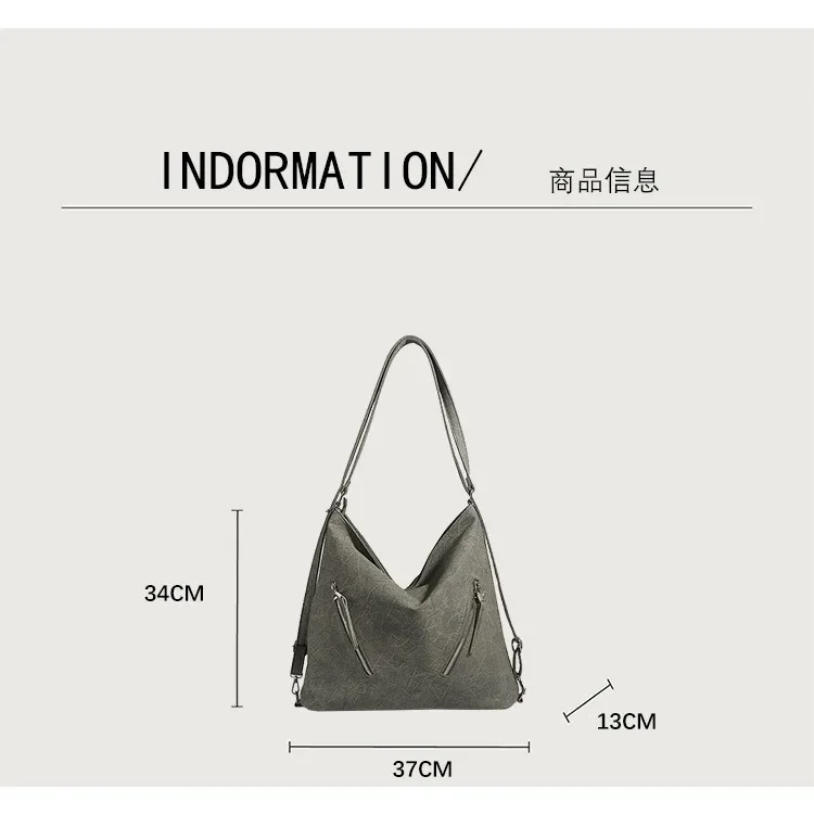 Large Capacity Work Commuter Retro Underarm Tote Bag Casual Temperament Youth Backpack Shoulder Bag