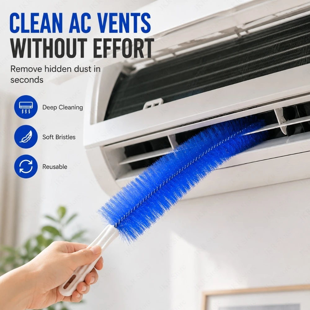 Escova de Limpeza Flexível de Microfibra para Ventiladores, Remoção de Poeira para Saídas de Ar Condicionado, Armários, Persianas e Uso em Escritórios Domésticos