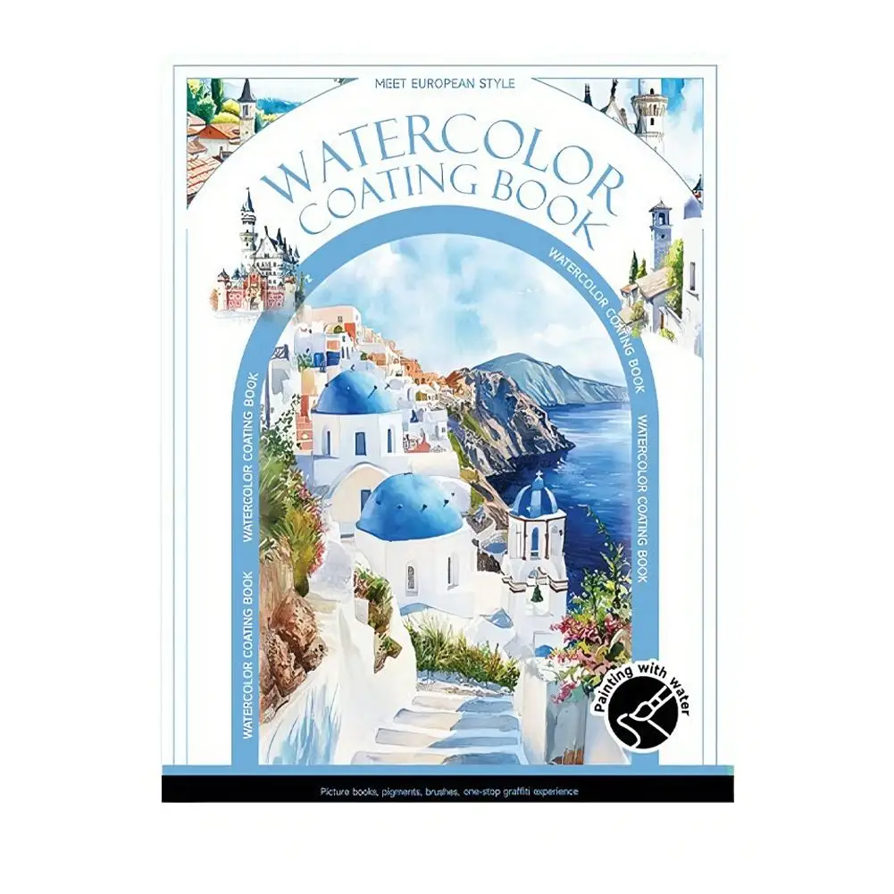 Zestaw do malowania akwarelami z trójdzielnym albumem, wbudowane 12 kolorów i papier do pisania antystresowy do terapii artystycznej DIY