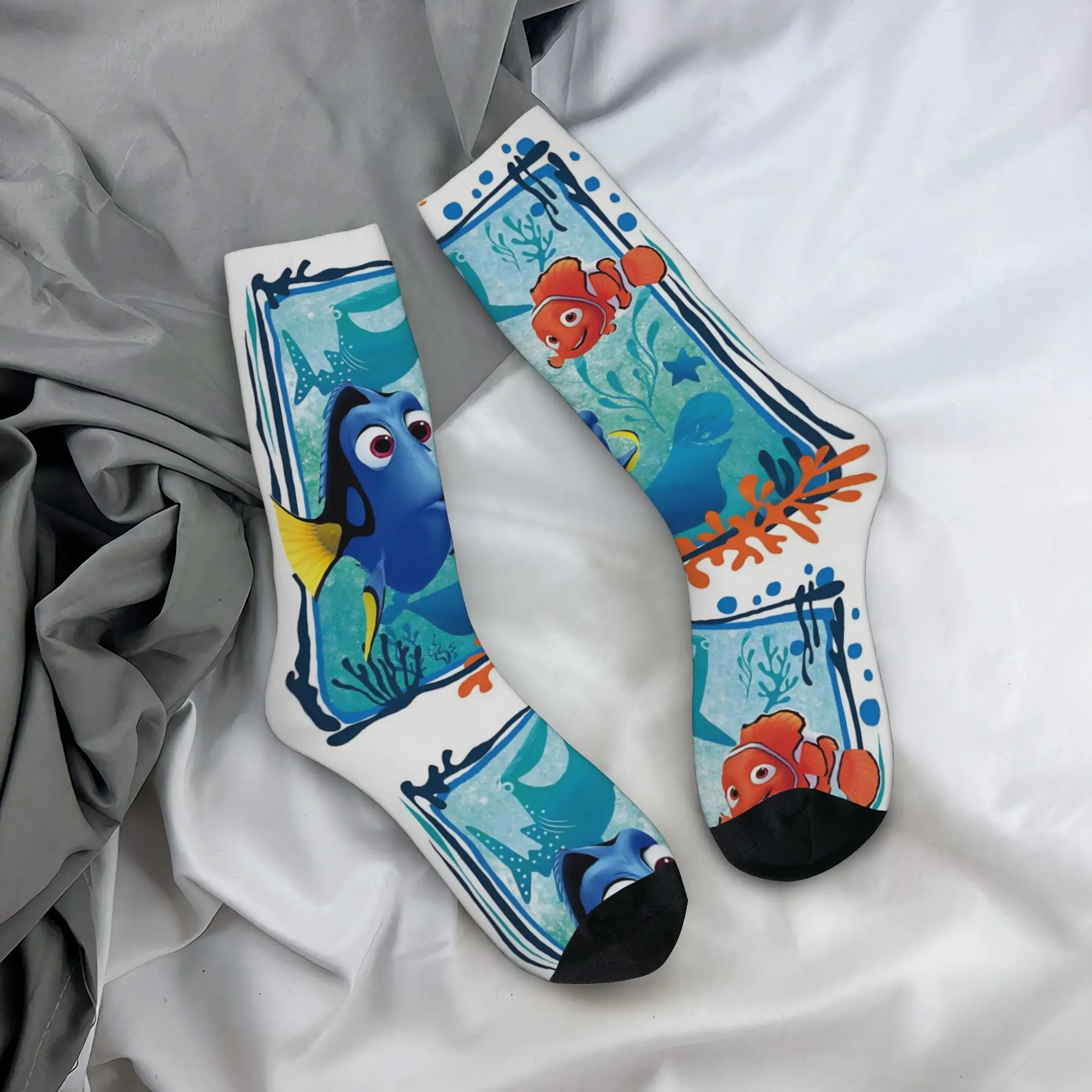 Finding Dorys Nemos Movie Socks Men's Women's Polyester Casual  Socks High Quality Spring Summer Autumn Winter Middle Tube Socks
