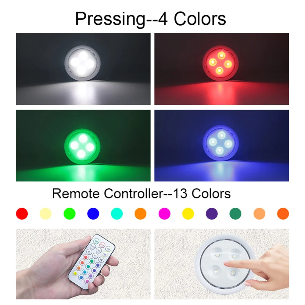 مصباح Rgb led تحت الخزانة ، يعمل بالبطارية ، للديكور الداخلي ، العطلة ، الزفاف ، عيد الميلاد ، العام الجديد ، 86: 13 لونًا