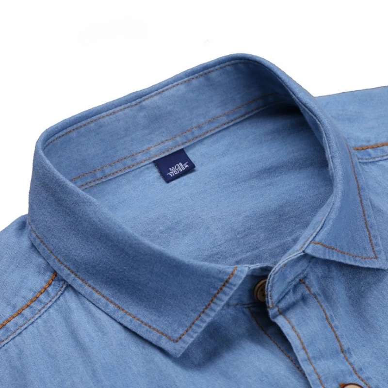 Camisa vaquera 100 de algodón para hombre, chaquetas vaqueras xxxxl, ropa de calle informal, prendas de vestir exteriores, chaqueta vaquera con cuello vuelto y una botonadura para hombre