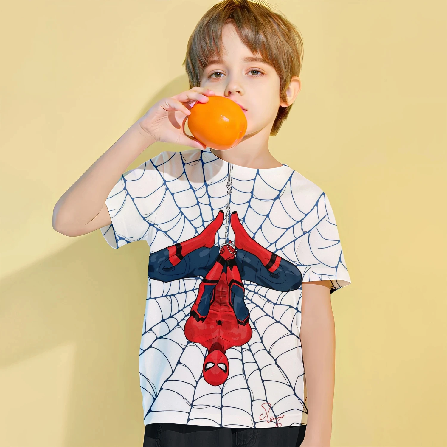 大人と10代の子供のための半袖Tシャツ,通気性のあるカジュアルTシャツ,3Dスパイダーマン,クールなヒップホップ,夏,2024