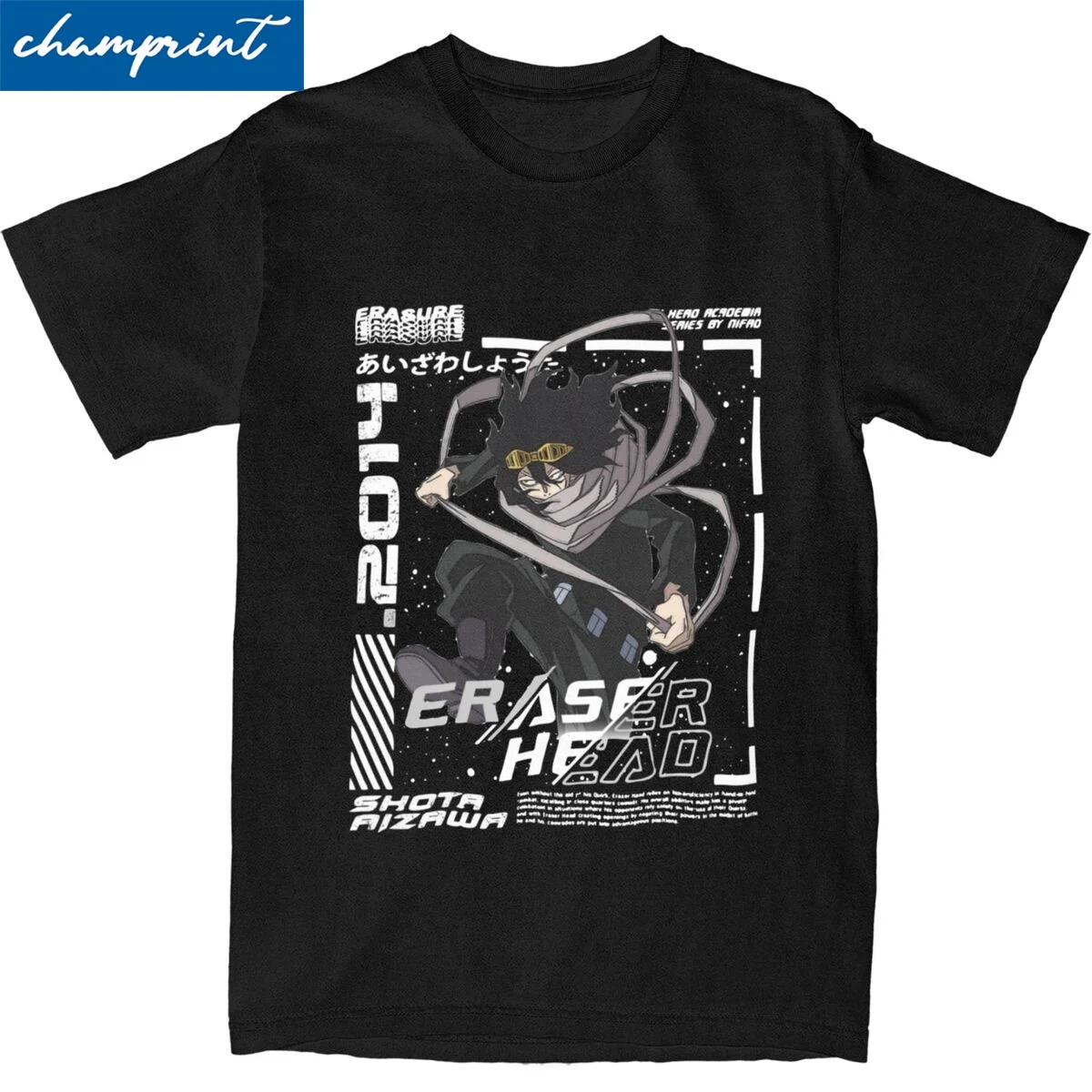 Eraser Head Aizawa Shouta My Hero Academias  Anime T Shirt Men's Cotton Clothes Printed Boku No Hero Academia Short Sleeve