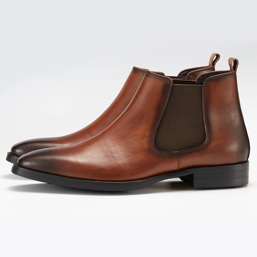 2025 Hot Selling Calf Leather Chelsea Boots British Men Winter Shoes in Stock Genuine Leather Outdoor Horse Riding Western Boots