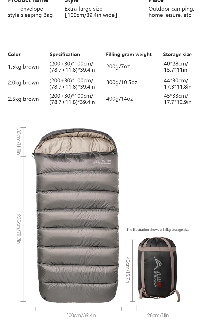 BISINNA 100CM Extra Breiter Großer Camping-Schlafsack Leichtgewicht 4-Jahreszeiten Lockerer Weiter Schlafsack Lange Größe für Erwachsene zum Ausruhen Wandern Angeln – Detail 14