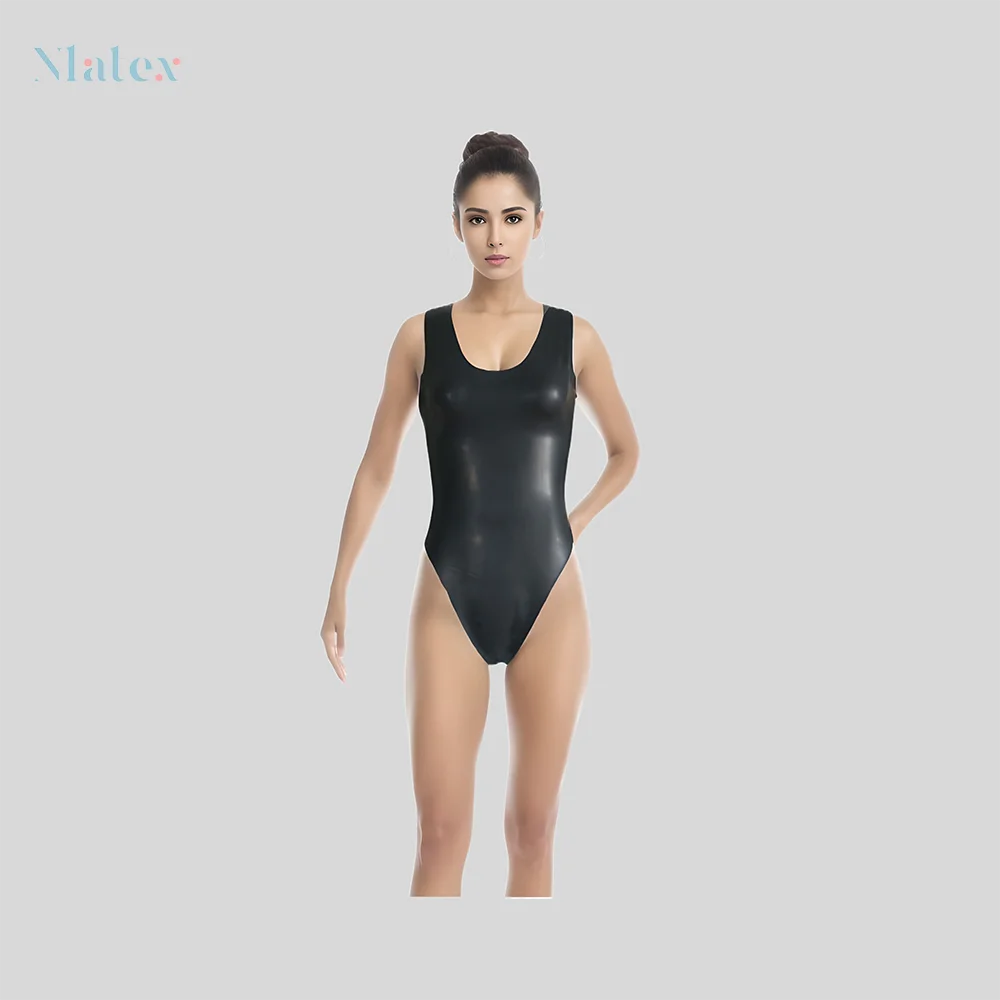 Women\'s Short Latex Swimwear - Natural, Sexy, and Comfortable for Beach or Pool Fun!