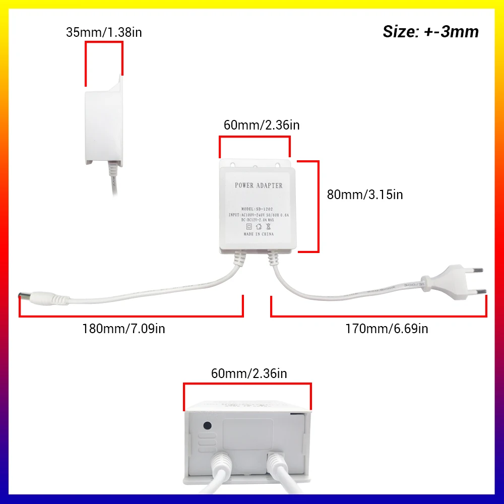 DC12V 2A Waterproof EU Power Adapter For CCTV Security Surveillance Cameras AHD Camera NVR DVR Input AC100V-240V 5.5mm*2.1mm image 3