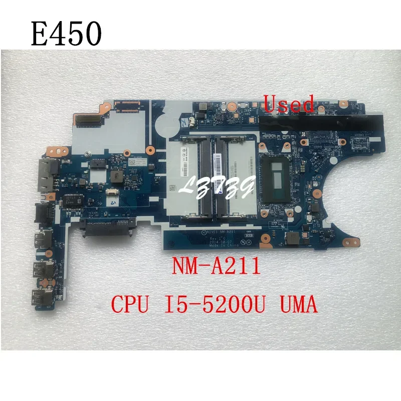 NM-A211 For Lenovo ThinkPad E450 E450C Laptop Motherboard CPU I5-5200U UMA FRU 00HT652 00HT653