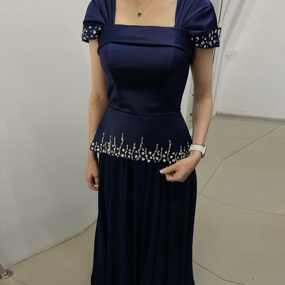 

Вечерние платья трапециевидной формы по индивидуальному заказу, платье для выпускного вечера без рукавов с квадратным воротником, модное простое драпированное вечернее платье с кристаллами