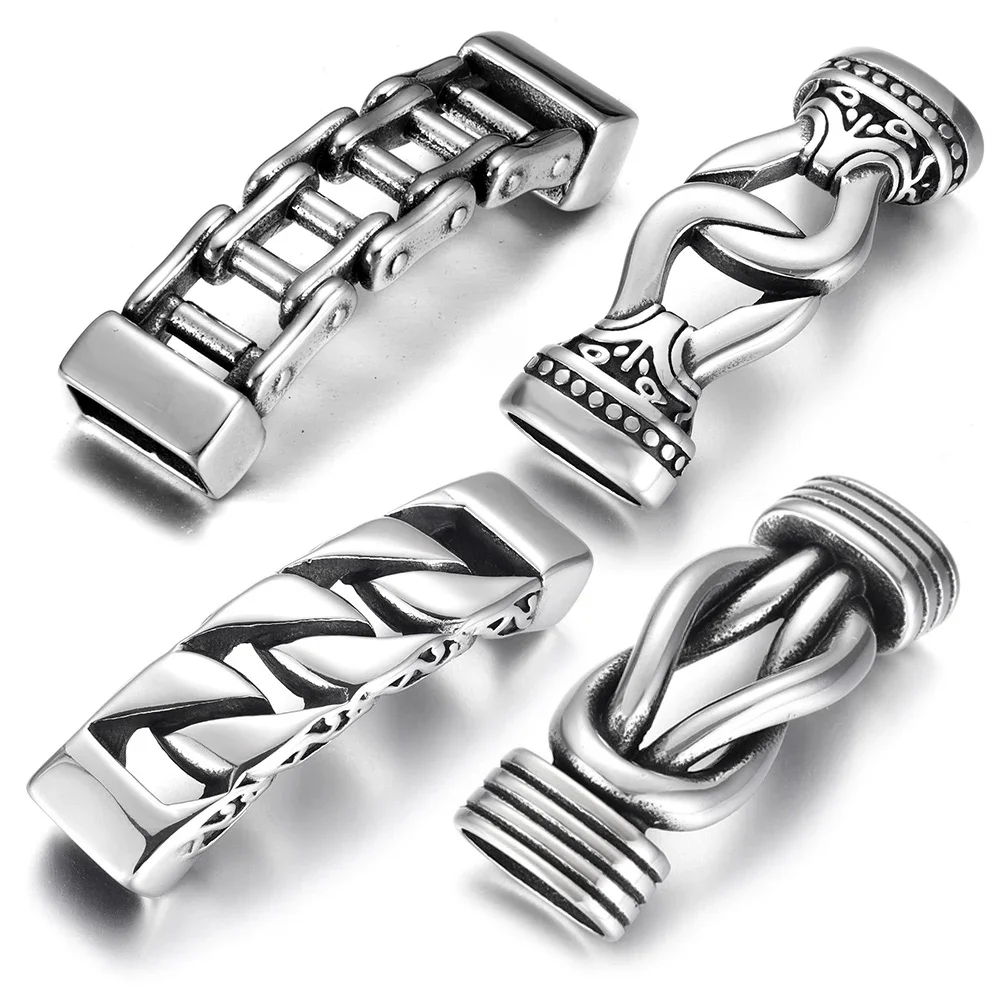 Stainless Steel Punk Viking Connector Cross Hole 12*6mm for DIY Charms Bracelet Findings Jewelry Making Parts Supplies