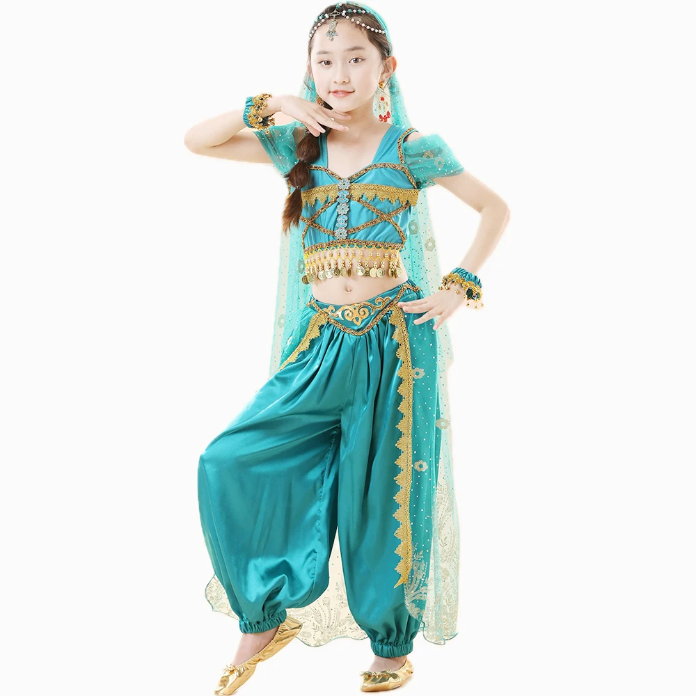 Conjunto de danza del vientre de princesa india para niños, ropa de actuación para niñas, ropa de escenario para niños