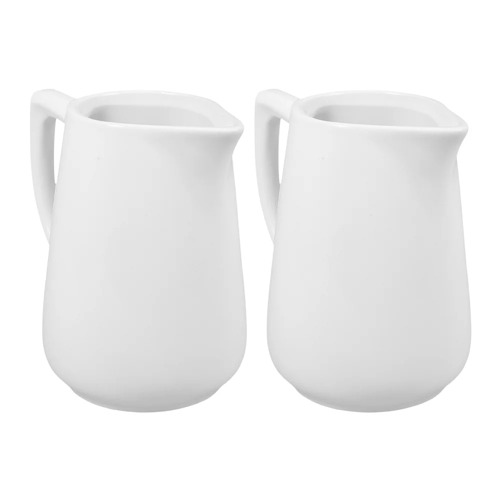 

2 Pcs Small Creamer Pitcher Ceramic Creamer Coffee Milk Creamer Pitcher Milk Frothing Pitcher Sauce Creamer Jug For Kitchen Whit