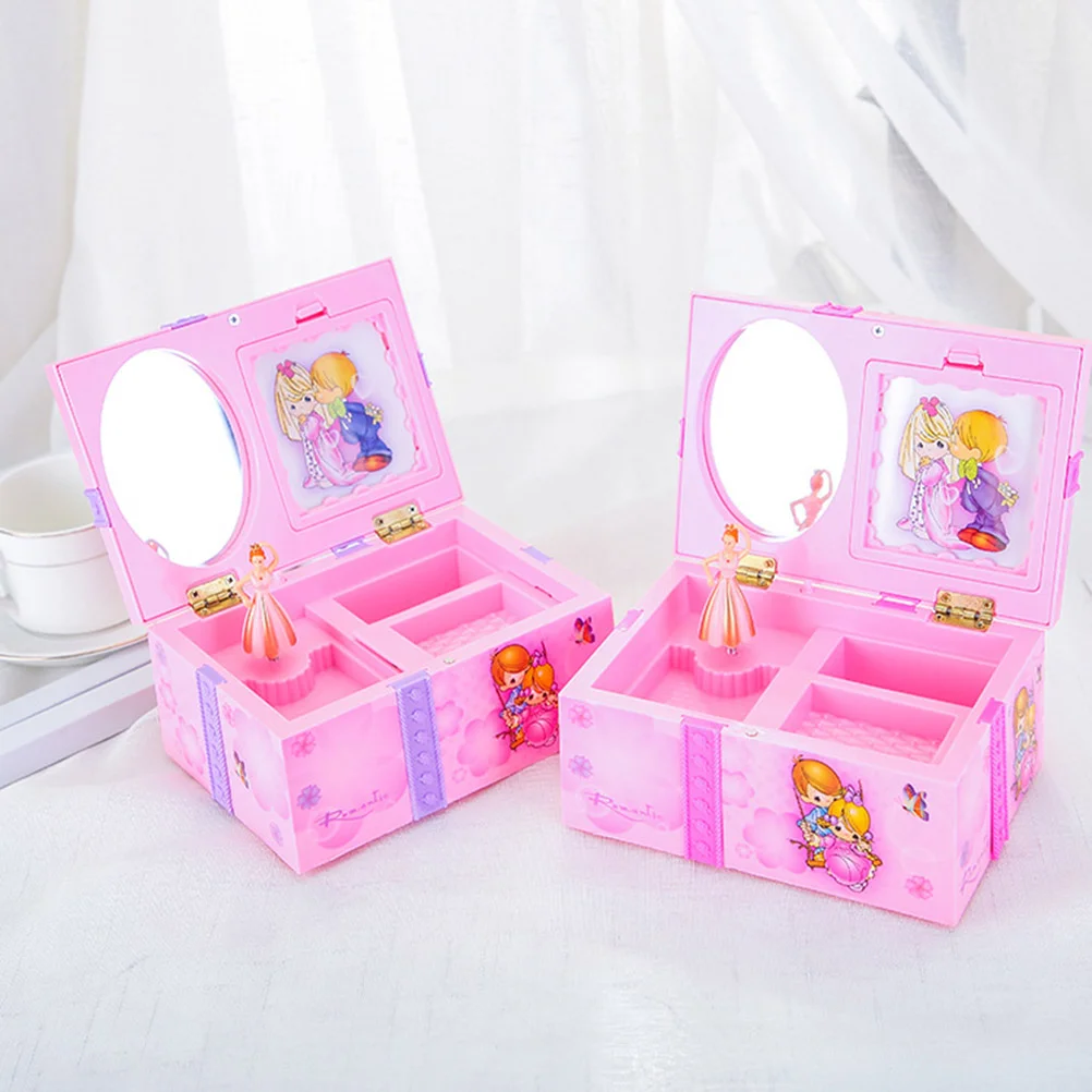 1PC Music Dancing Girl Jewelry Box Exquisite Eight-tone Jewelry Box Portable Jewelry Storage Case Delicate Plastic Jewelry Box C