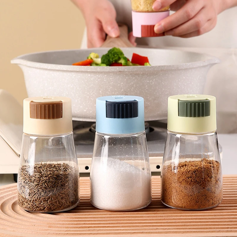 0.5g Metering Salt Shaker Push Type Salt Dispenser Tank Sugar Bottles Spice Pepper Shaker SpiceJar Can Seasoning Bottle