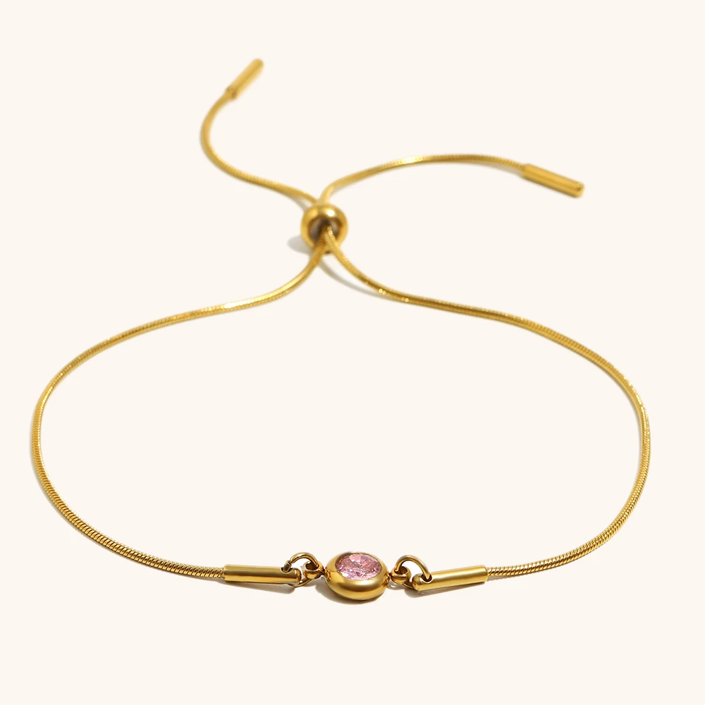 Pull-out Snake Chain Colored Zircon Bracelet, Fashionable Gift