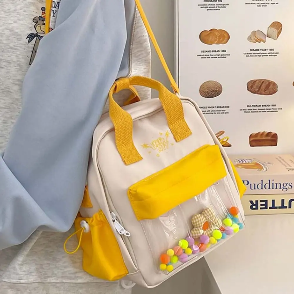 Borsa da scuola tascabile trasparente in Nylon con cerniera giocattoli trasparenti di grande capacità zaino Color caramella multifunzionale in stile giapponese