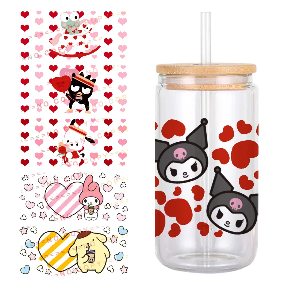 Sanrio Friends Hello Kitty Pompom Purin 11*24cm UV DTF Wrap Sticker DIY For 16oz Glass Cup Waterproof Decals Coffee Cup Sticker