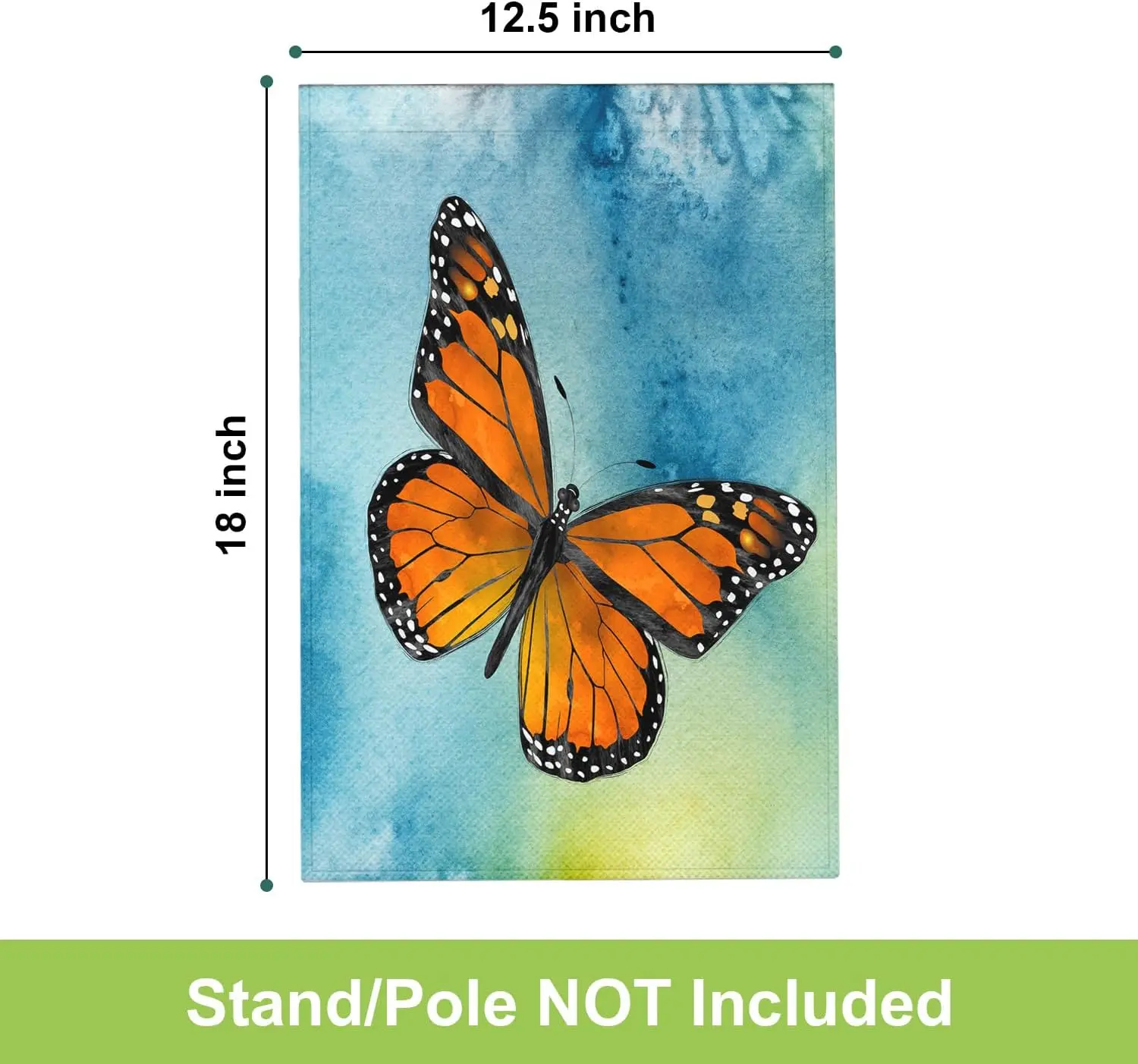 HGOD DESIGNS Monarch Butterfly Garden Flag 12x18 Inch Double Sided Orange Wing Fly On Blue Background Beauty House Flag for Outs