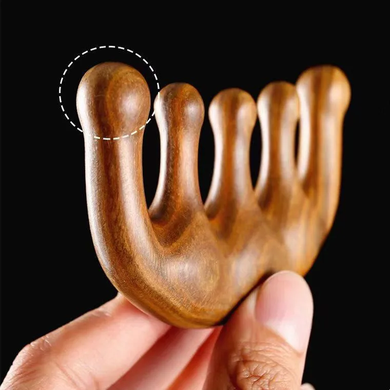 Sandal Wood  Anti Hair Loss Massage Comb Stimulation Promote Hair Growth Care Brush Head Massager Body Gua Sha Meridian Dredging