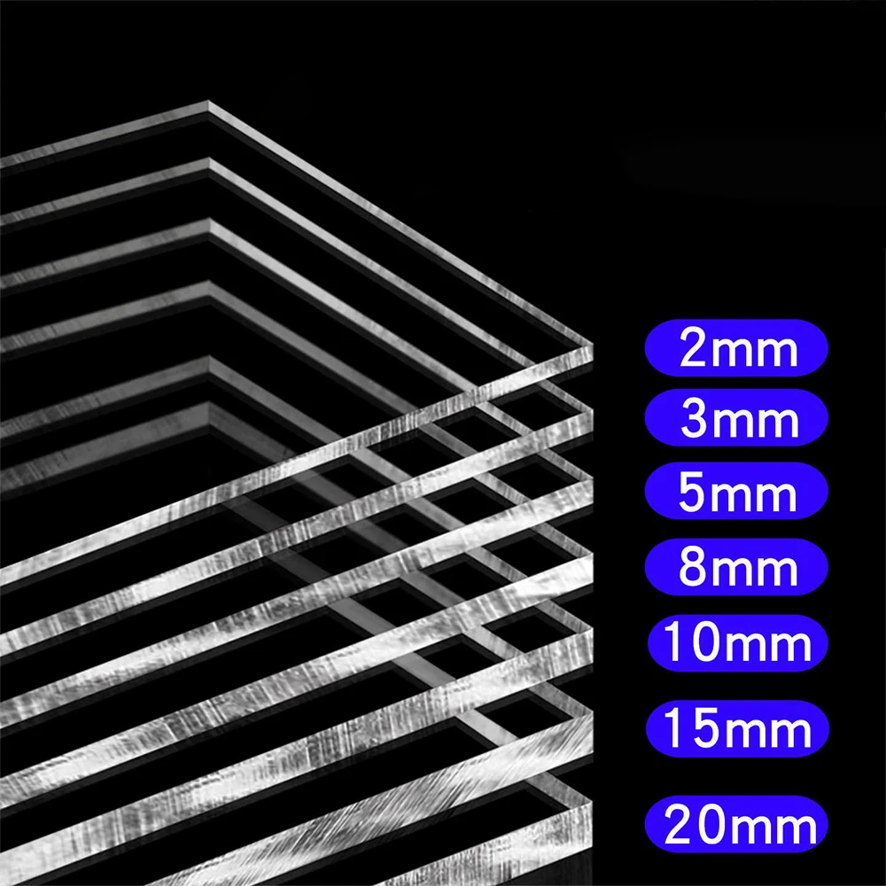 Thicknes1mm-5mm High Transparent Plastic Sheet Clear Board For DIY Building Model Craft Display Box 50x100mm 280x280mm 300x300mm