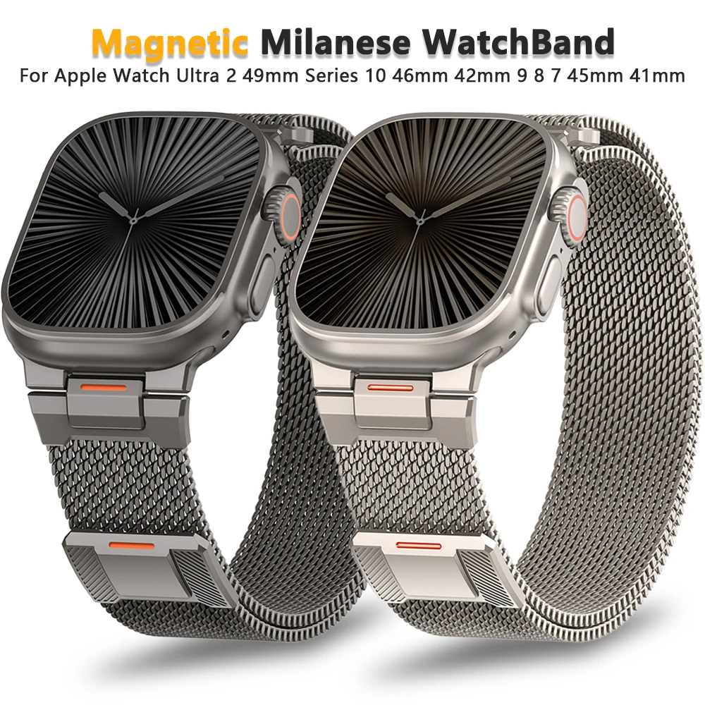 

Миланский магнитный ремешок для Apple Watch Ultra 2 49 мм 10 46 мм 42 мм Роскошный браслет для iWatch 9 8 7 SE 6 45 мм 44 41 40 38 мм ремешок