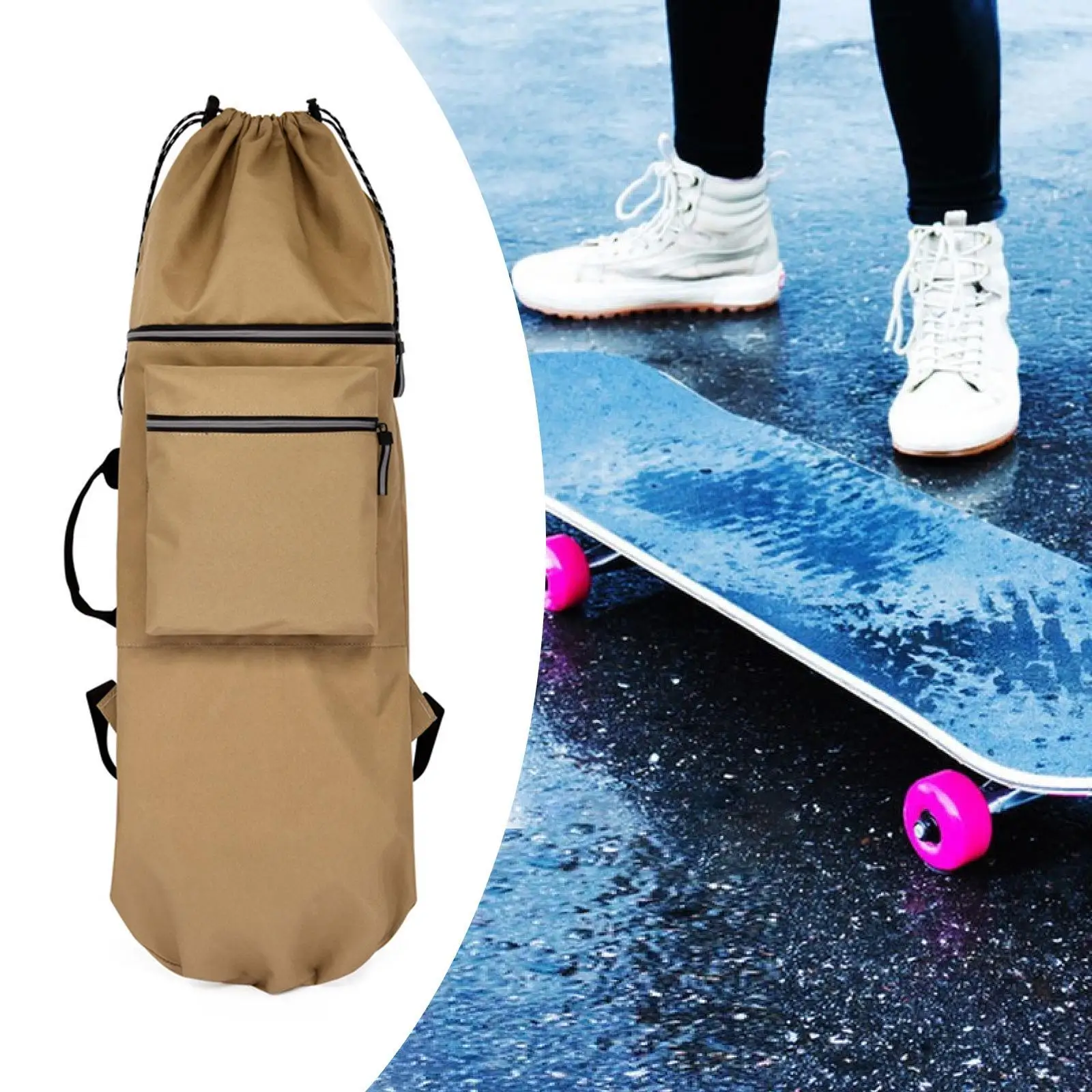 Tas Ransel Skateboard Travel, Tas Tangan Outdoor untuk Aksesoris Skateboard, Bahan Nylon Tahan Air, Tas Jinjing Skateboard Portabel