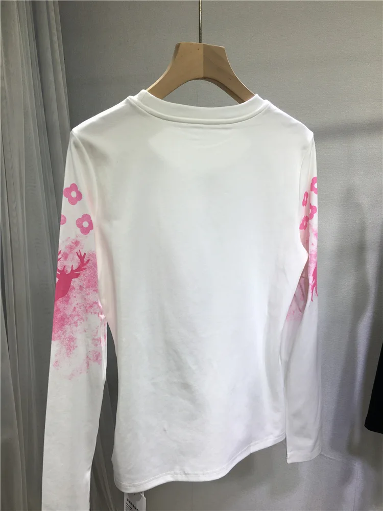 Camiseta de manga larga de talla grande para mujer, camisetas básicas ajustadas de algodón con cuello redondo, jersey de lujo con perforación en caliente para otoño e invierno
