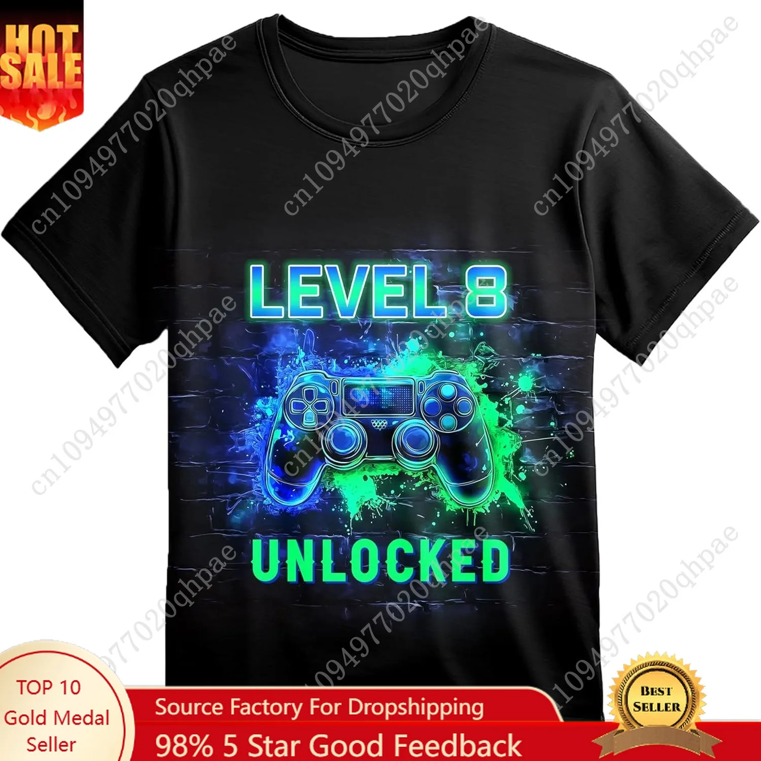 T-shirt grafica 3D per ragazzi e ragazze, girocollo casual traspirante a maniche corte, maglietta per bambini adolescenti