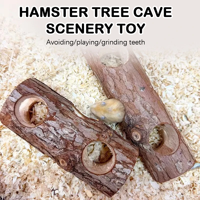 Hamster Natural Wooden Forest Hollow Tree Trunk Tunnel Tube Toy Tunnel Wood Hideout Pet Chew Toy For Small Animals Hamsters