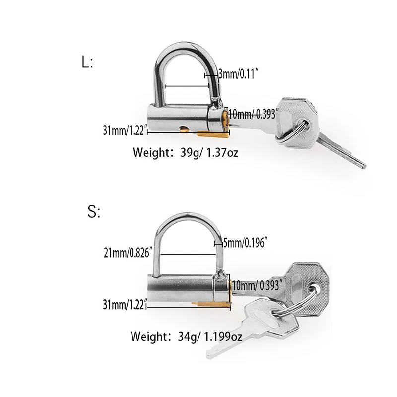 Titanium Metal D-Ring PA Lock Key Glans Piercing Male Chastity Cage Device Penis Harness Restraint Leashes Fitting Puncture