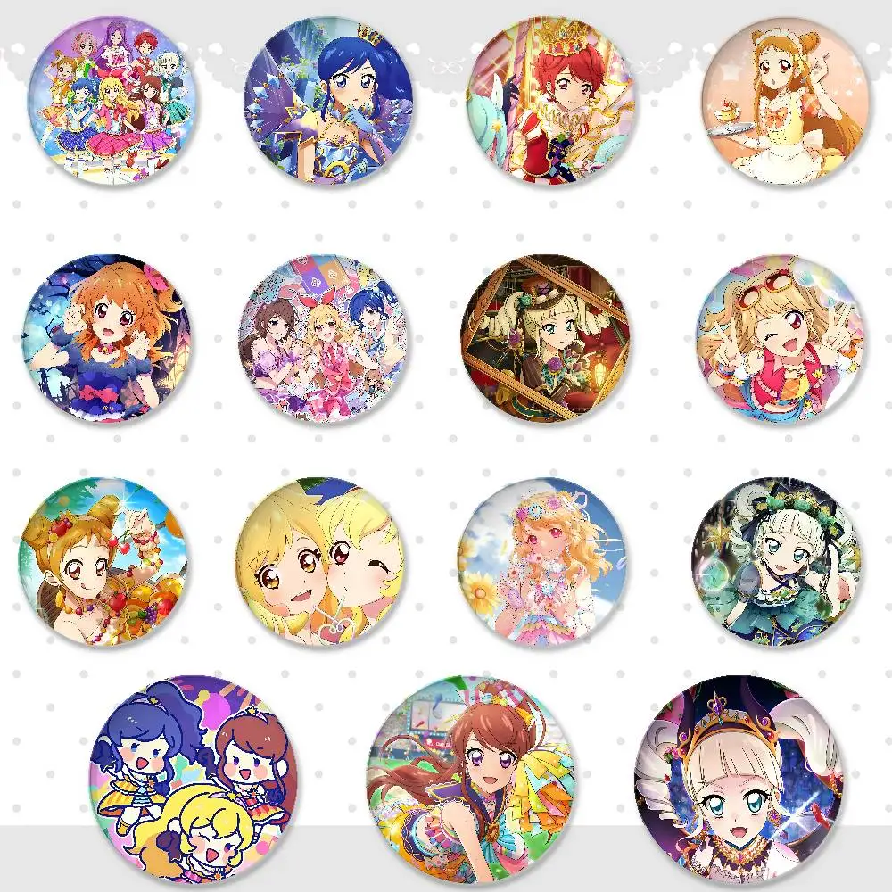 Mädchen Cartoon A-Aikatsu Abzeichen Weißblech Pin Button Benutzerdefinierte Anime Rolle Old-school Brosche Cartoon Kragen Abzeichen Geschenk