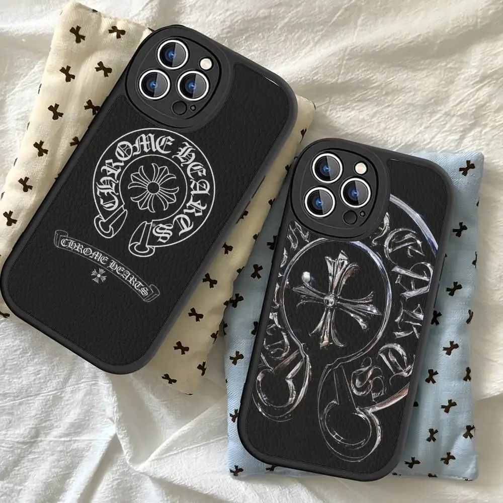 الكلاسيكية الفاخرة C-ChromeS H-القلب جراب هاتف آيفون 11 12 13 14 15 16 برو ماكس زائد أغطية جلد