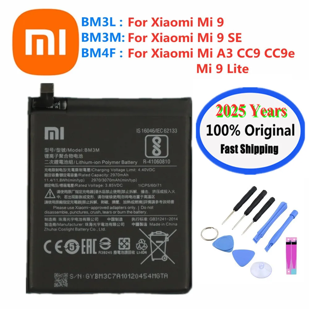 2025 Years 100% Original Phone Battery For Xiaomi Mi 9 Lite Mi9 Lite / Mi 9 SE Mi9 SE / Mi A3 CC9 CC9e BM4F BM3M BM3L Battery