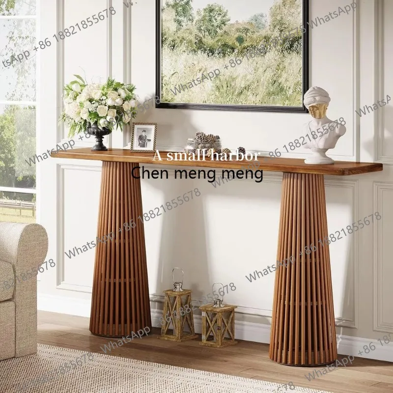 

Medieval solid wood porch table partition cabinet Chinese style, long table against the wall, sofa against the porch